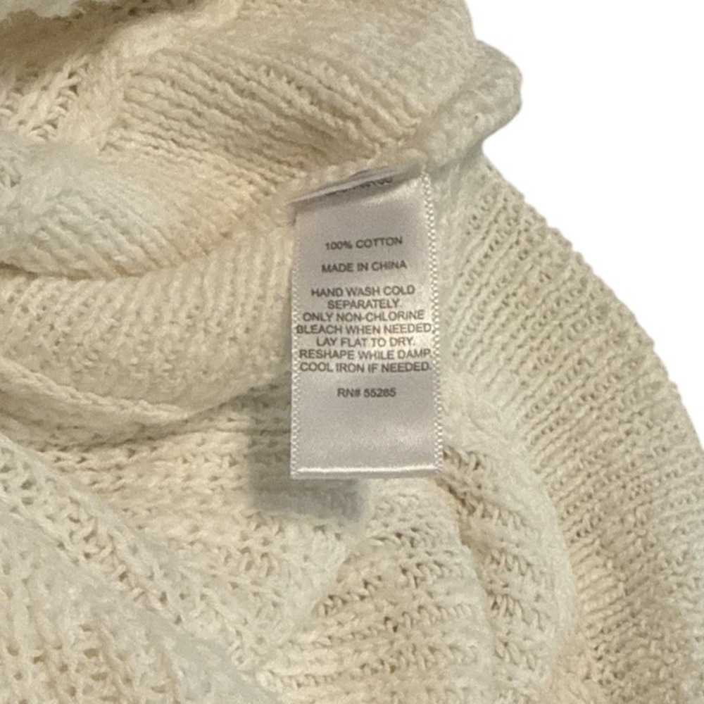 EXPRESS Cream Knit 3/4 Sleeve Sweater Women Sz M Layering Minimalist - Picture 7 of 7